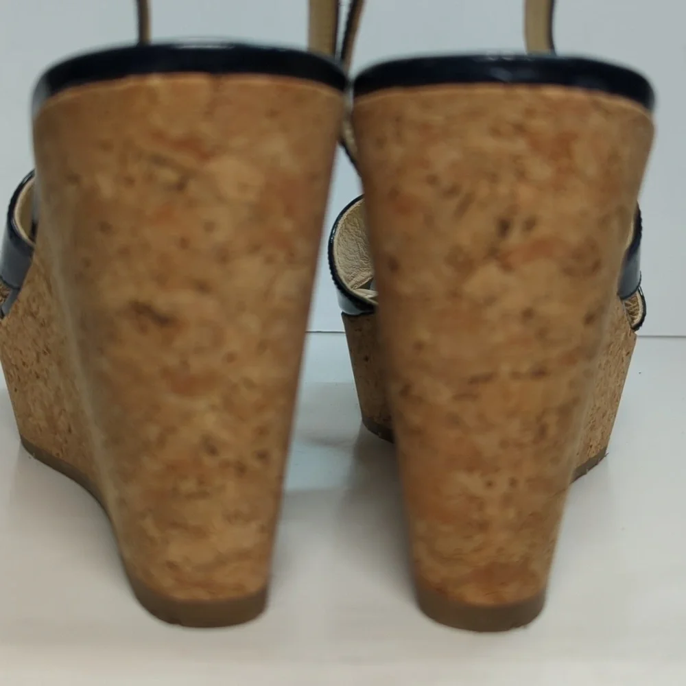 L.K. Bennett Adelia swingback cork wedge platform shoes women size 9.5 EU 40